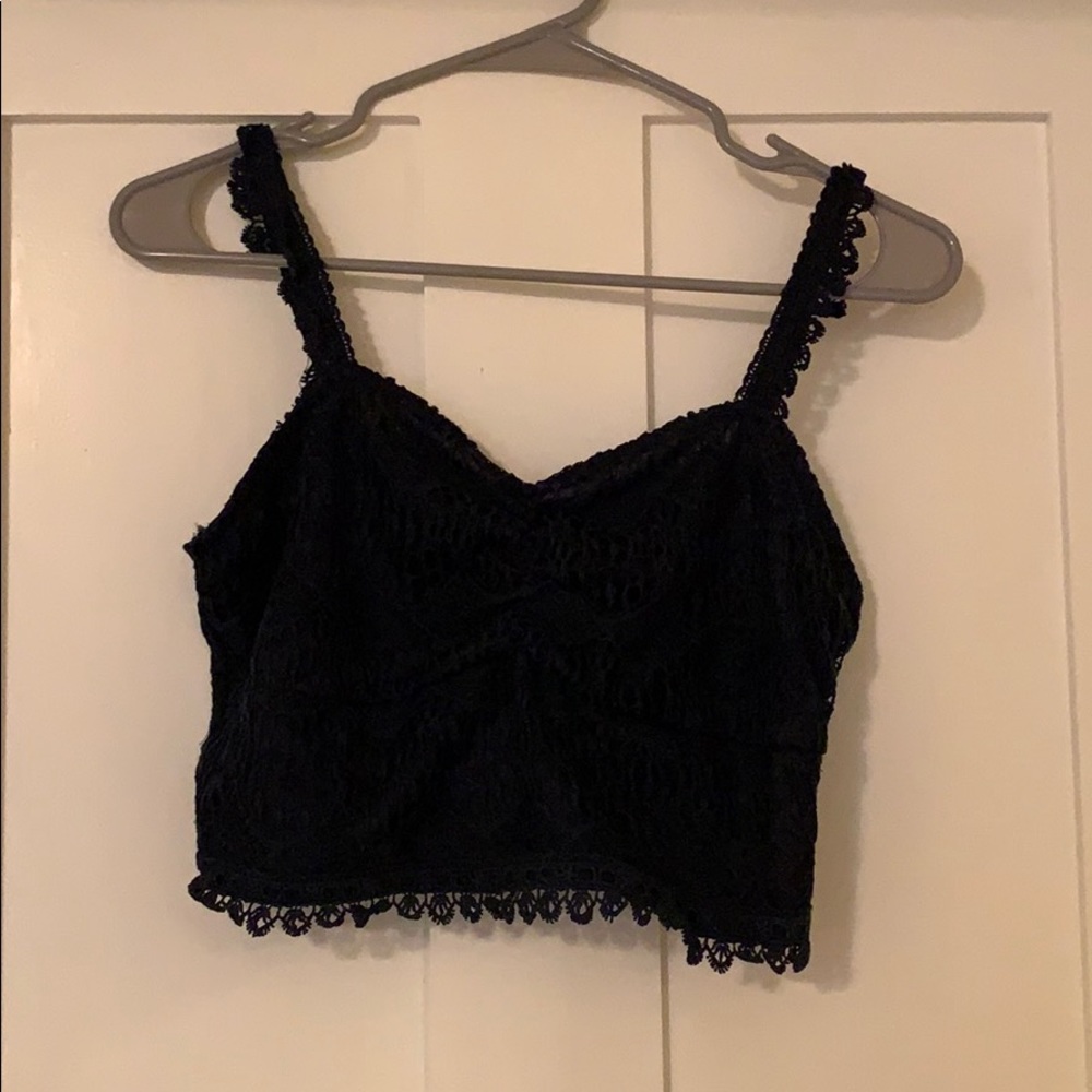 Blue lace crop top